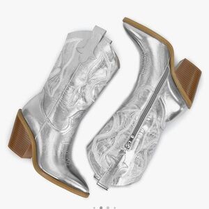 Cowboy Boots Metallic Silver